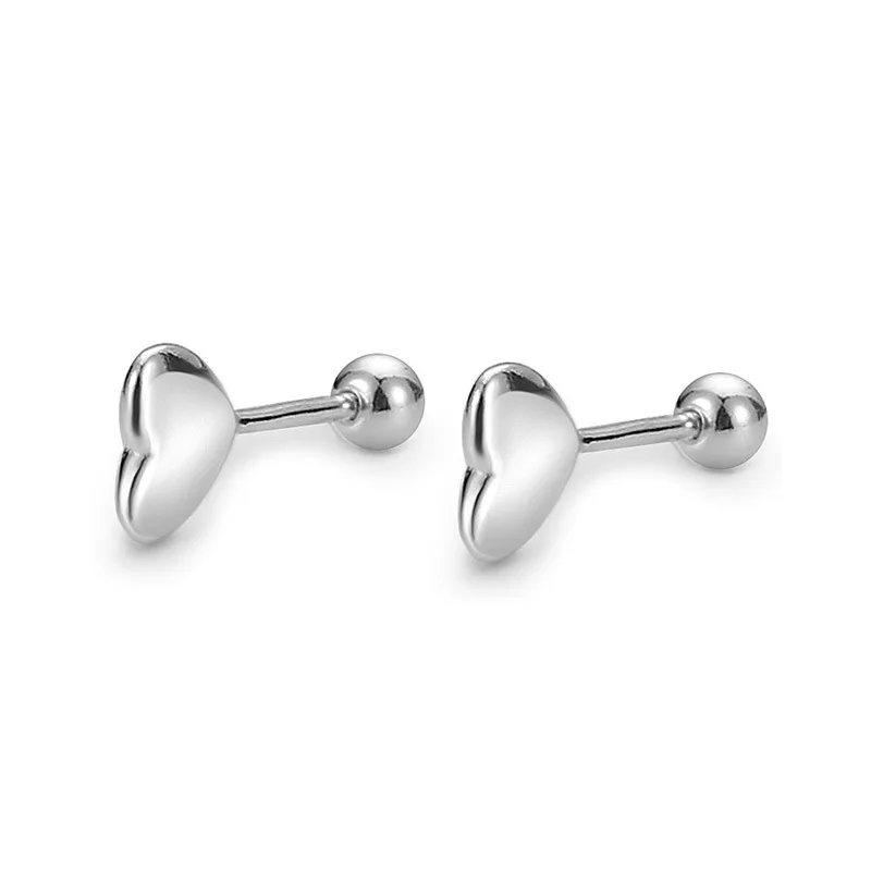 925 Sterling Silver Heart-shaped Stud Earrings Female Unique Star Earrings Pierced Retro Creative Ears Jewelry