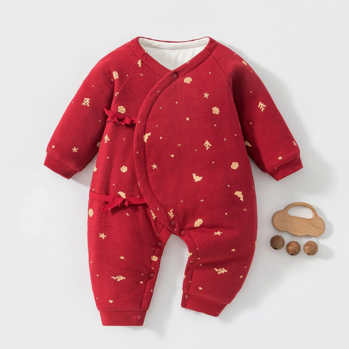 Soft Cotton Baby Romper Thickened Winter Warm Padded Long Sleeve Onesie Side Snap Newborn Infant Jumpsuit Unisx 0-4M Cute Print