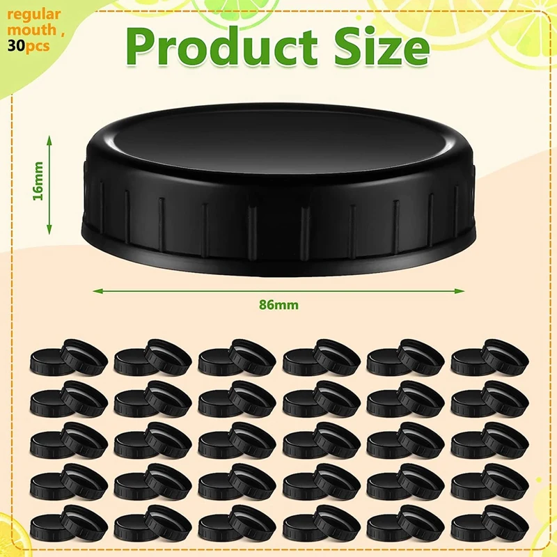 Mason Jar Lids Plastic Storage Caps With Rubber Seal Replacement Plastic Lids Lids For Mason Jars Canning Jars And More, 86 Mm