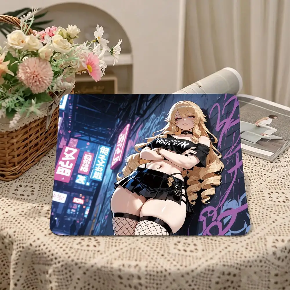 Fashion Beautiful Anime Girls in Urban City Style Art with Street Graffit Mouse Pad Small Office Computer Desk Laptop Cushion