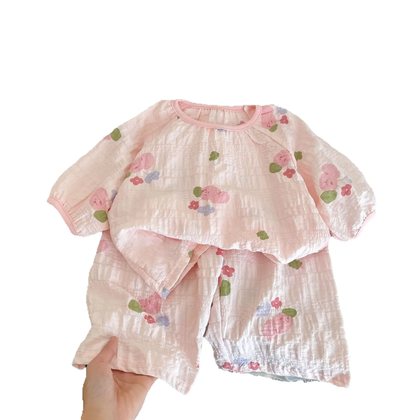 Frühling Atmungsaktive Kinder Nachtwäsche Sets 0-7Y Kinder Mädchen Gedruckt Homewear Pyjama Sets Sommer Gaze Stoff Weiche Täglichen Loungewear – Detail 19