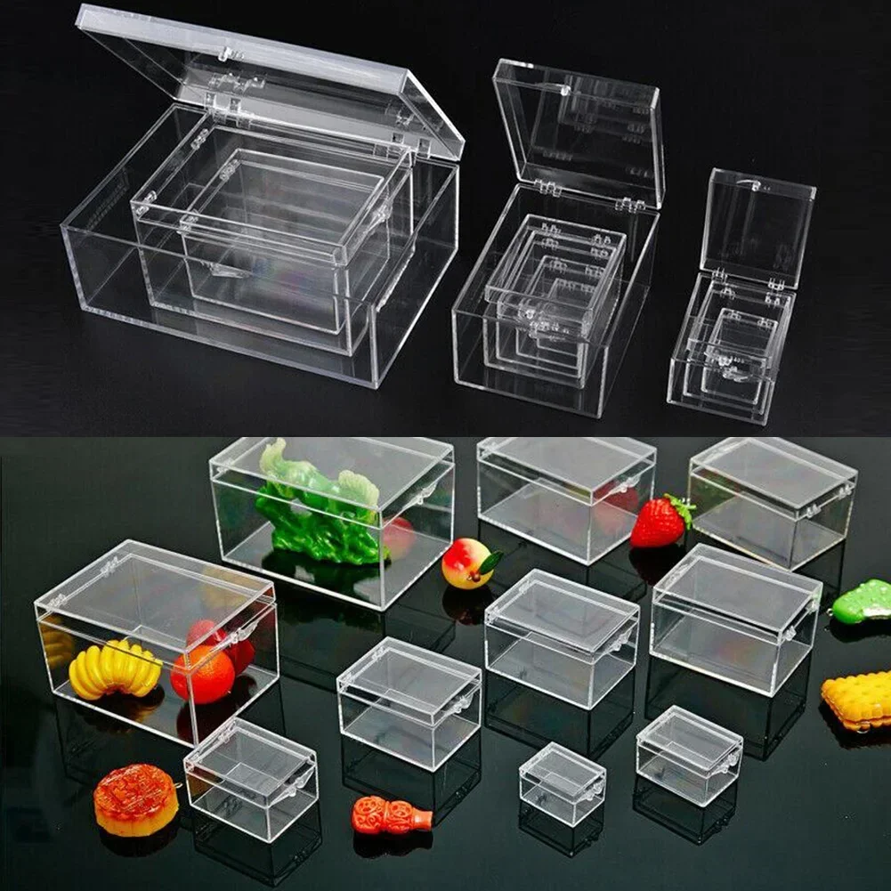 1PCS Transparent Plastic Storage Box Rectangular Collection Display Box Jewelry Storage Boxes Home Desktop Decoration Many Sizes