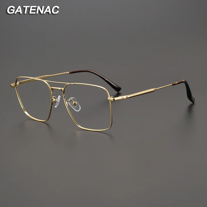 Gatenac Vintage Alloy Eyeglasses Frame Men Pilot Myopia Optical Glasses Frame Women Luxury Designer Prescription Spectacles