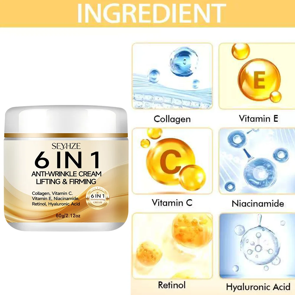 SEYHZE 6-in-1 Instant Firming Lifting Cream Deep Moisturizing Smooth Dry Skin with Retinol VitaminA Collagen Ceramides VC Hyluro