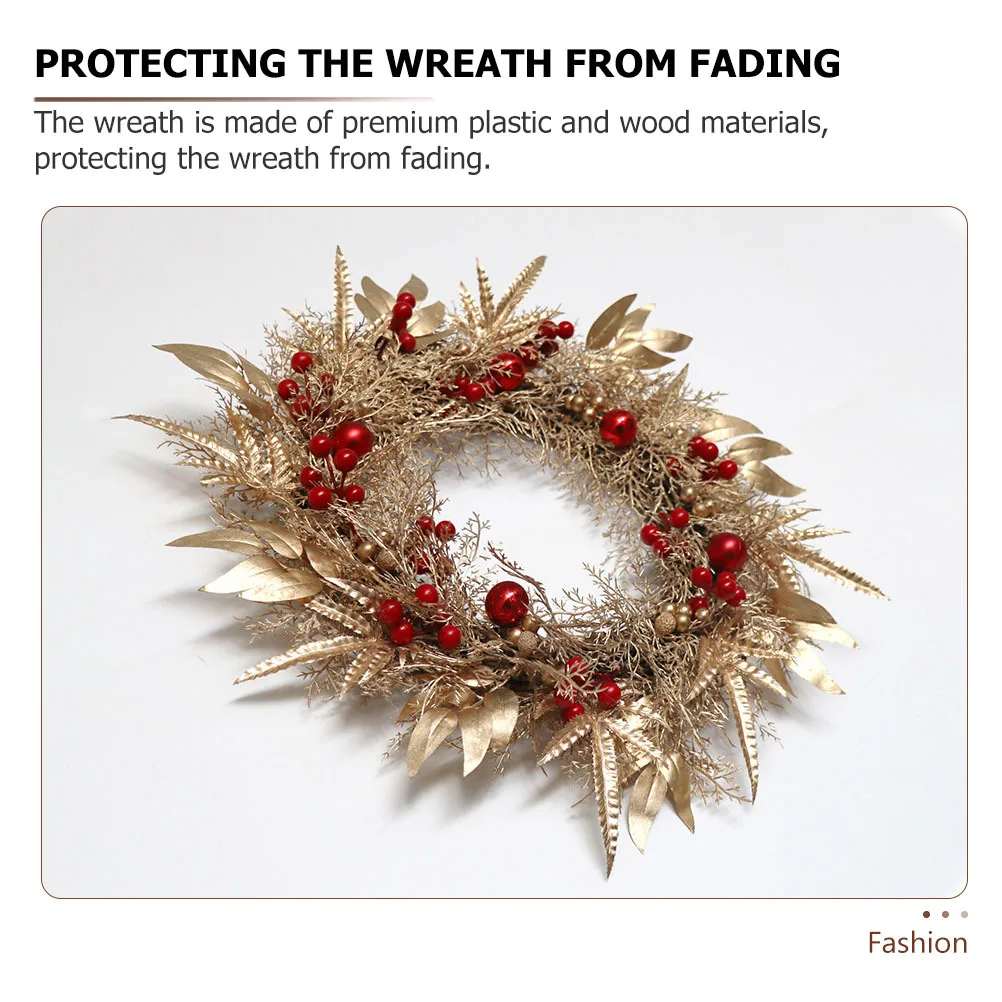 

1Pcs Christmas Simulated Garland Decorative Wreath Hanging Golden Artificial Festival Prop Christmas Wreath