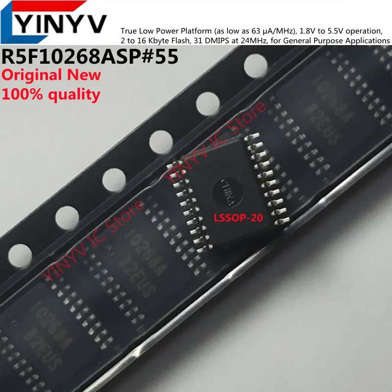 5Pcs R5F10268ASP 10268A R5F10268ASP#55 R5F10268A  True Low Power Platform (as low as 63 A/MHz), 1.8V to 5.5V operation New