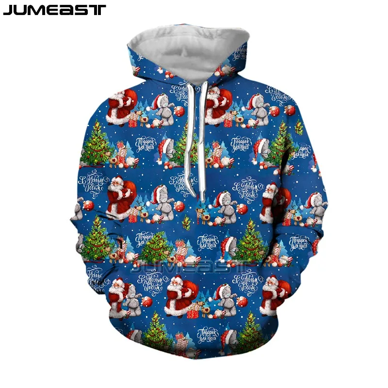 

Jumeast Men's Clothing Women Hoodies 3D Print Christmas Santa Claus Sweatshirt Oversized Coat Long Sleeve Hoody Sport Pullover
