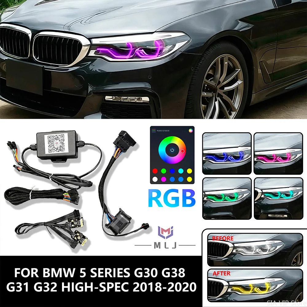 

RGB 63117214939 63117214940 для BMW 5 серии G30 G38 G31 G32 2018-2020, высококачественные DRL с поддержкой 64 цветов, управление через телефон, Plug and Play.