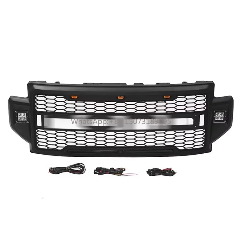 

2020-2022 для Ford F250 светодиодная передняя решетка, обновленная в стиле Raptor, матовые черные автомобильные грили-новый пластик