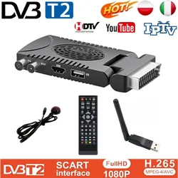 스페인 TDT DVB-T2 HD 리시버 지상 TV 디코더, SCART 지상 디지털 TV 튜너, HEVC 265, 1080p 셋톱 박스, DVB T2, EU용, H.265