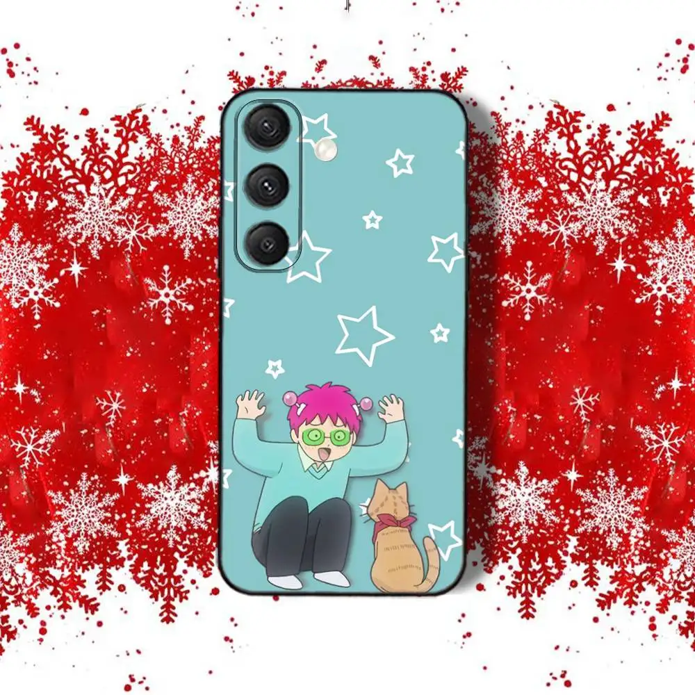 S-SaikiS Linda funda de teléfono KusuoS para Samsung S22,S24,S20,S25,S23,S30,S21,Ultra,Plus,Fe,Lite 4G,5G funda suave negra