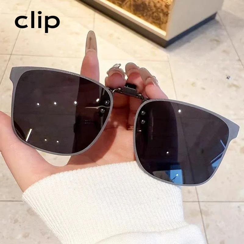 REXXAR Polarisierte Clip-On Sonnenbrillen für Herren, Autofahrer-Brillen UV400, Blendschutz Vintage Eckige Brillen
