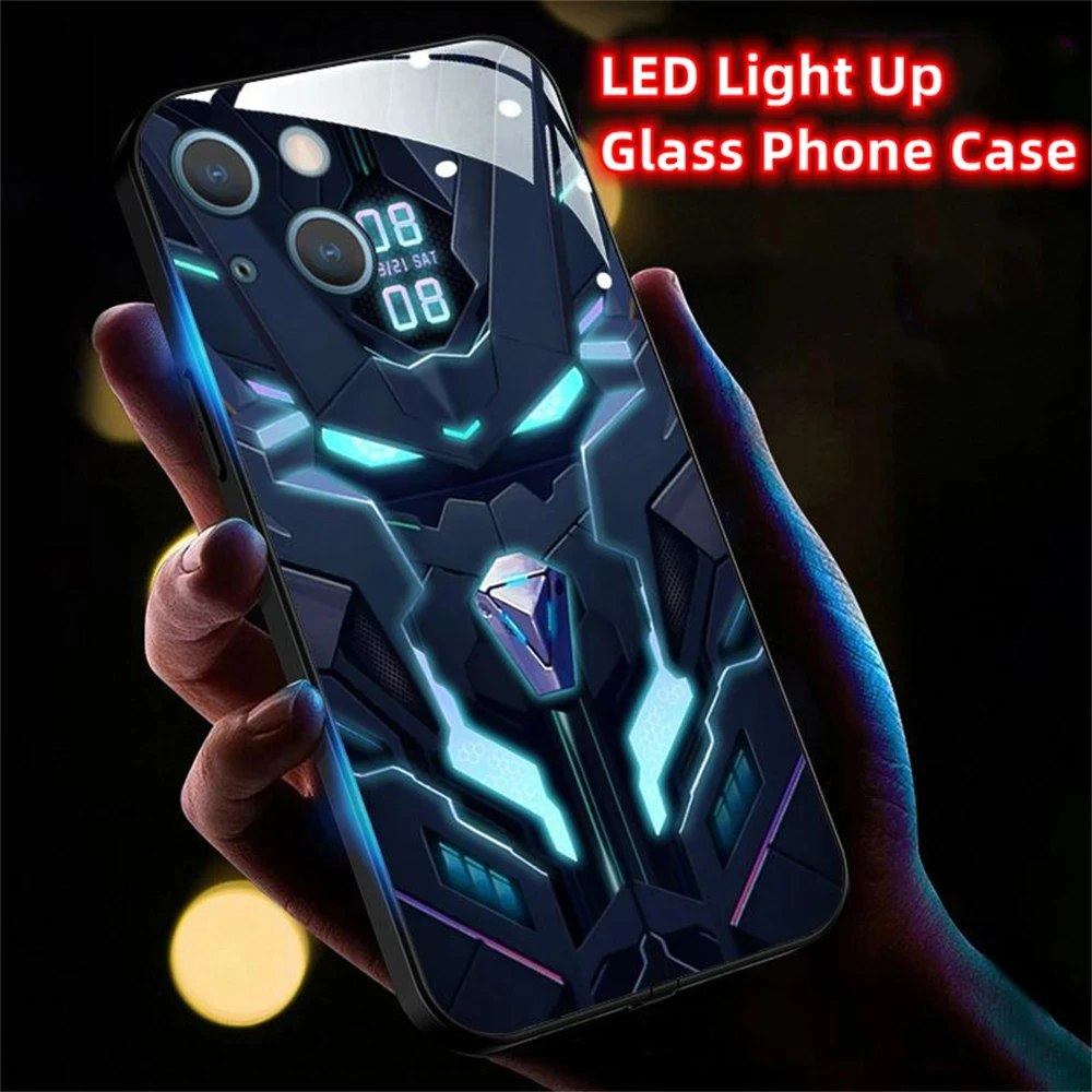 

Armor Helmet Pattern Smart Voice Controlled LED Light Phone Case For Samsung S24 S23 S22 S21 S20 FE Note 10 20 Plus Ultra A54