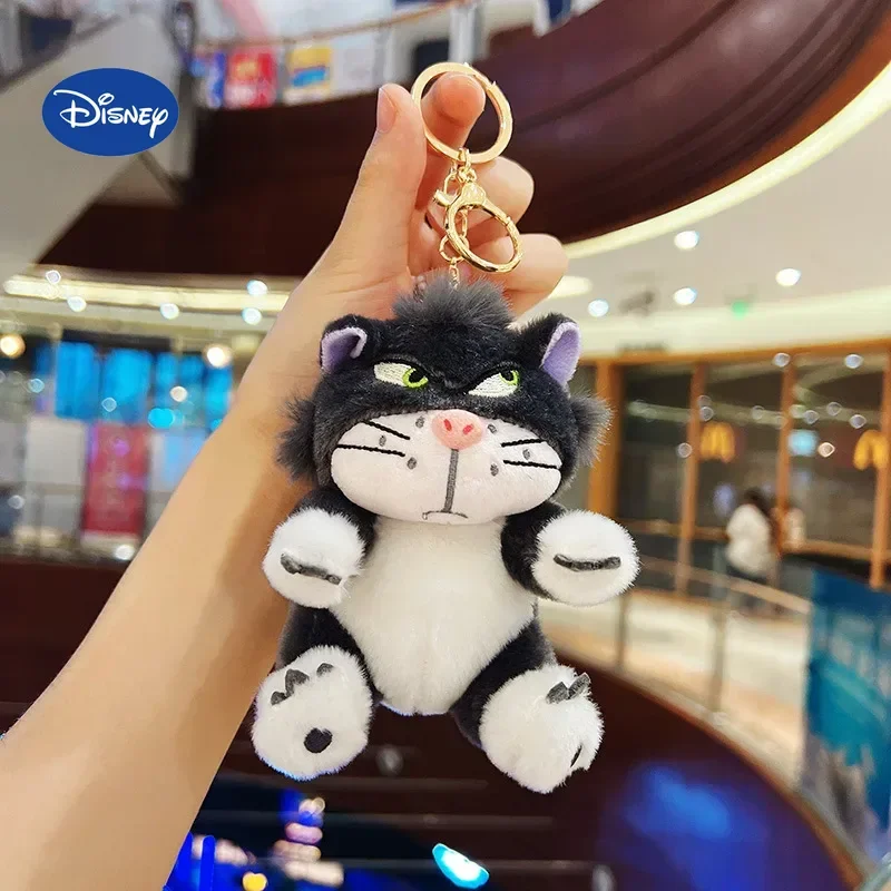 Cute Lucifer Cat Disney Keychain Anime Movie Stuffed Doll Soft Lucifer Cat Plushie Girl Key Chain Birthday Gift Bag Pendant