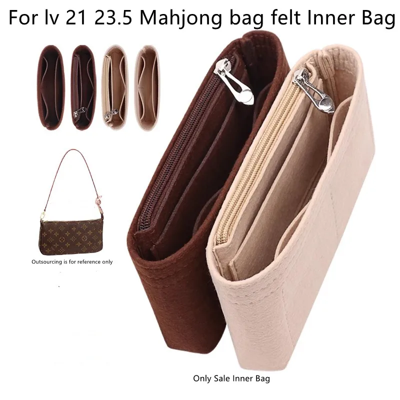 【Only Sale Inner Bag】Bag Organizer Insert For l v 21 23.5 Mahjong bag felt Organiser Divider Shaper Protector makeup Storage bag