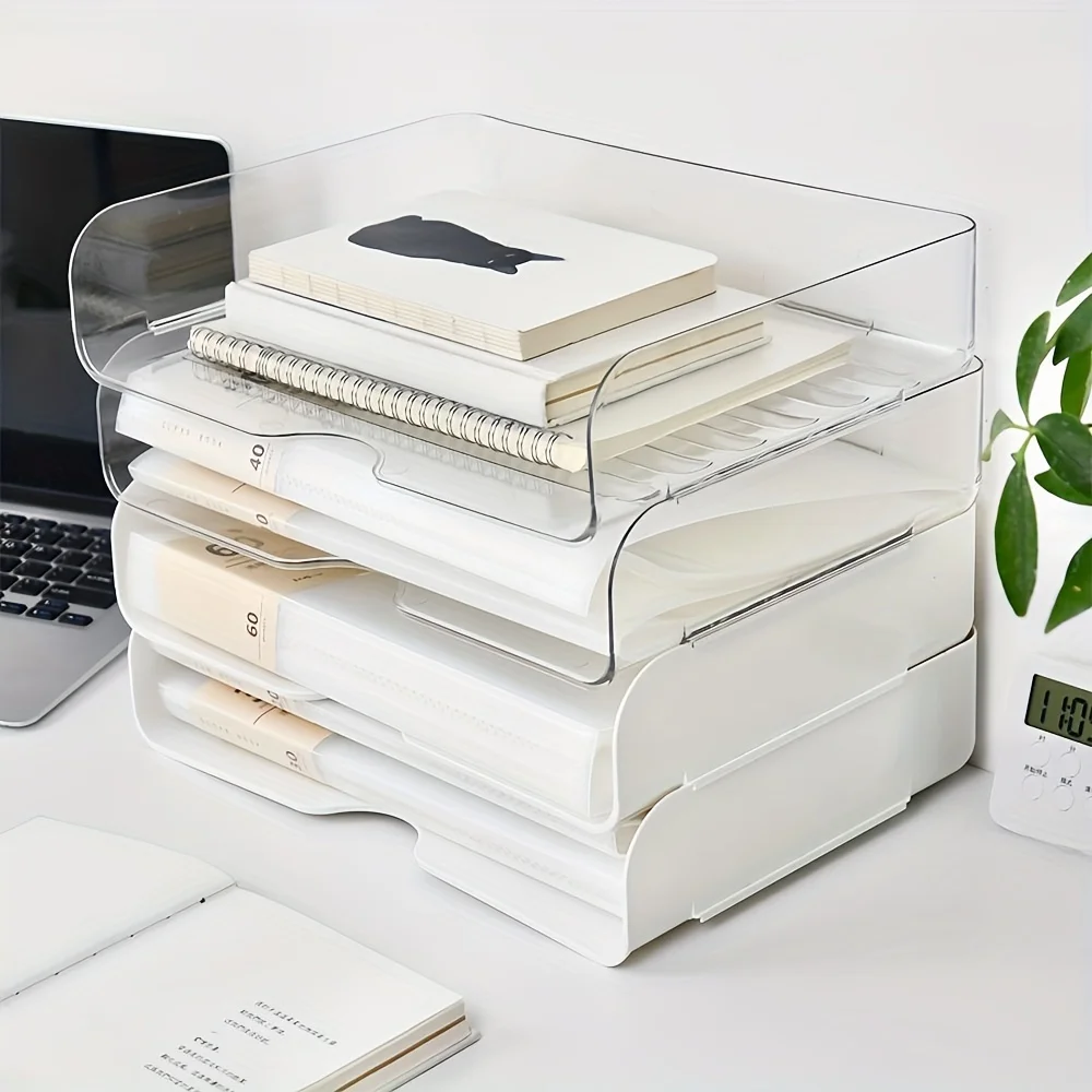 2 layers Storage Box Stackable Desktop File Document Tray Organizer desk organizer desk accessories office organizer