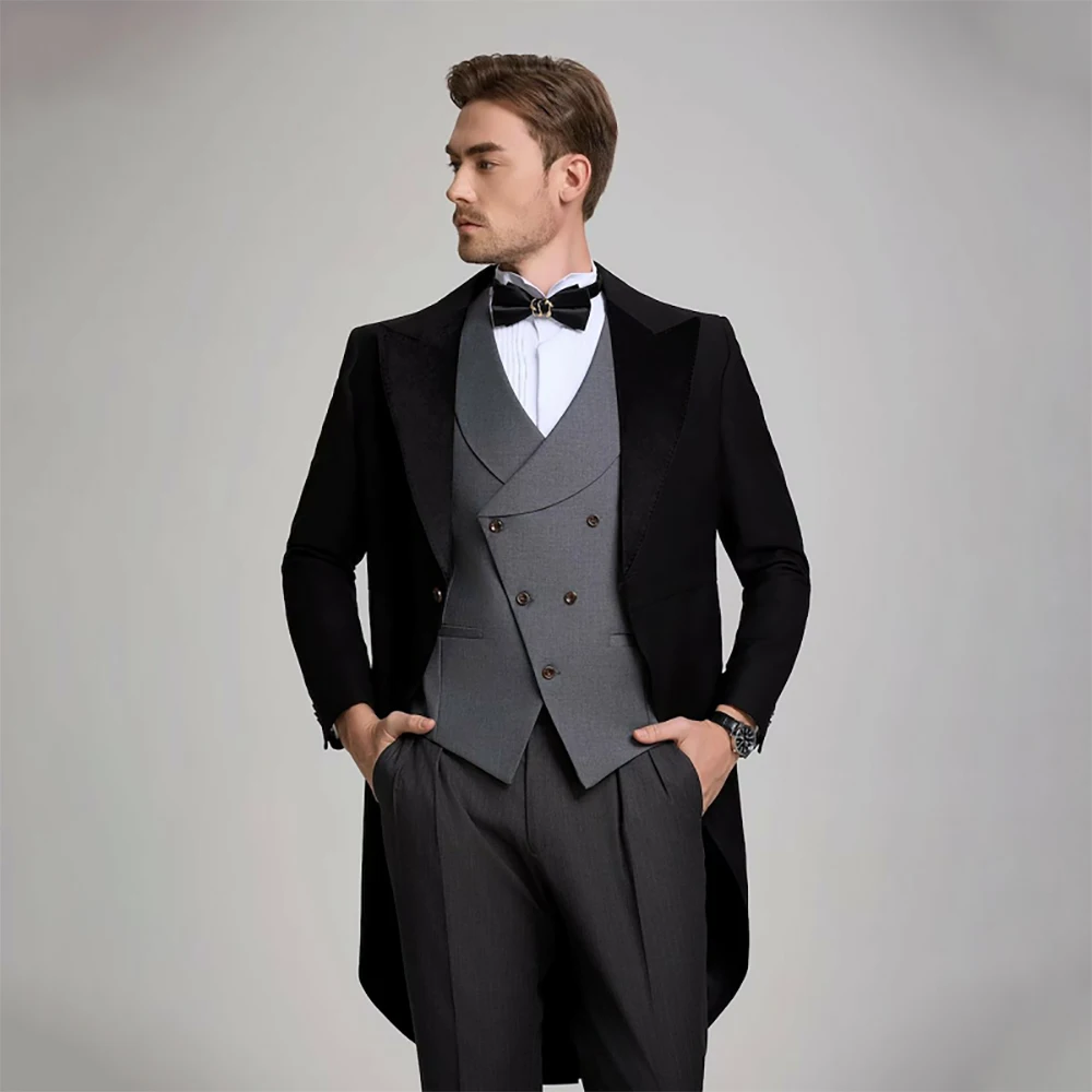 

Formal Men's Suits Tuxedos Elegant Single Breasted Peak Lapel Slim Fit Tuxedos High Quality 3 Piece Jacket Pants Vest Sets