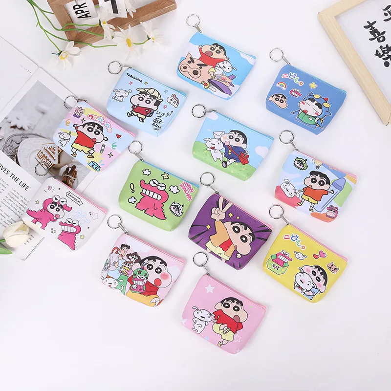 Zufällige 3 Stück Neue Crayon Shin-chan Cartoon-Tasche Münzbörse Einfache Geldbörse für Männer und Frauen Studenten