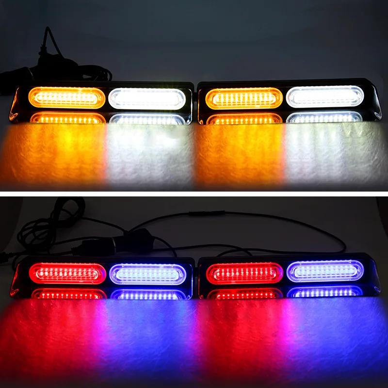 12/24V Car Flashing Warning Lights LED Police Strobe Lamps Front Windshield Signal Light with Suction Cup Car Light Assembly