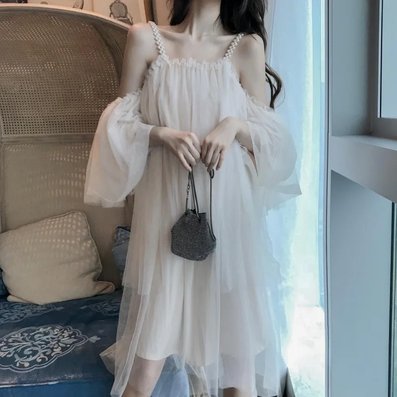 One Shoulder Sexy Mind Machine Strap Dress Fairy Super Fairy Series Slim and Long Style