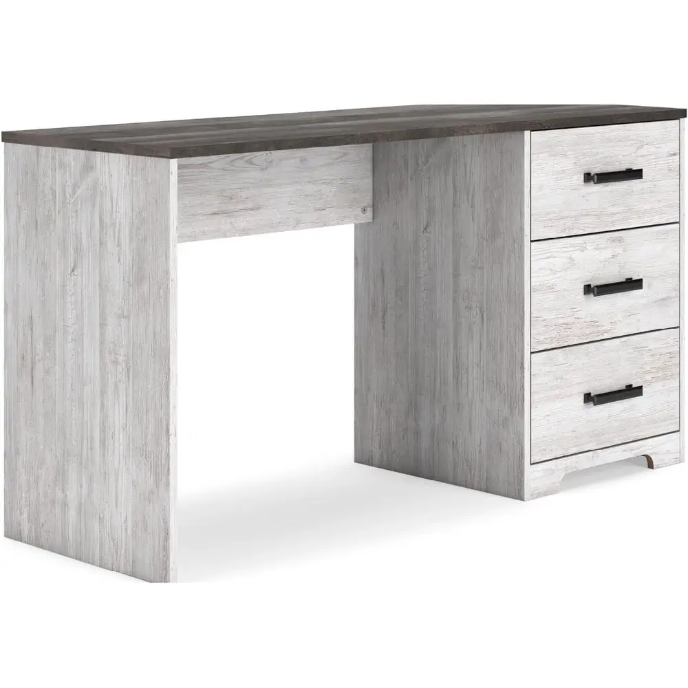 

Farmhouse 3-Drawer 54 Home Office Desk, White & Gray