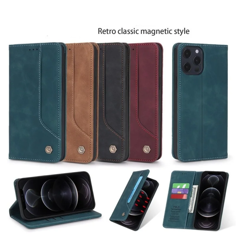 

Solid Color Leather Phone Cover For Samsung Galaxy S10+ S9 A12 A13 A21 A22 A31 A33 A51 A53 A71 M51 M52 Magnetic Flip Wallet Case