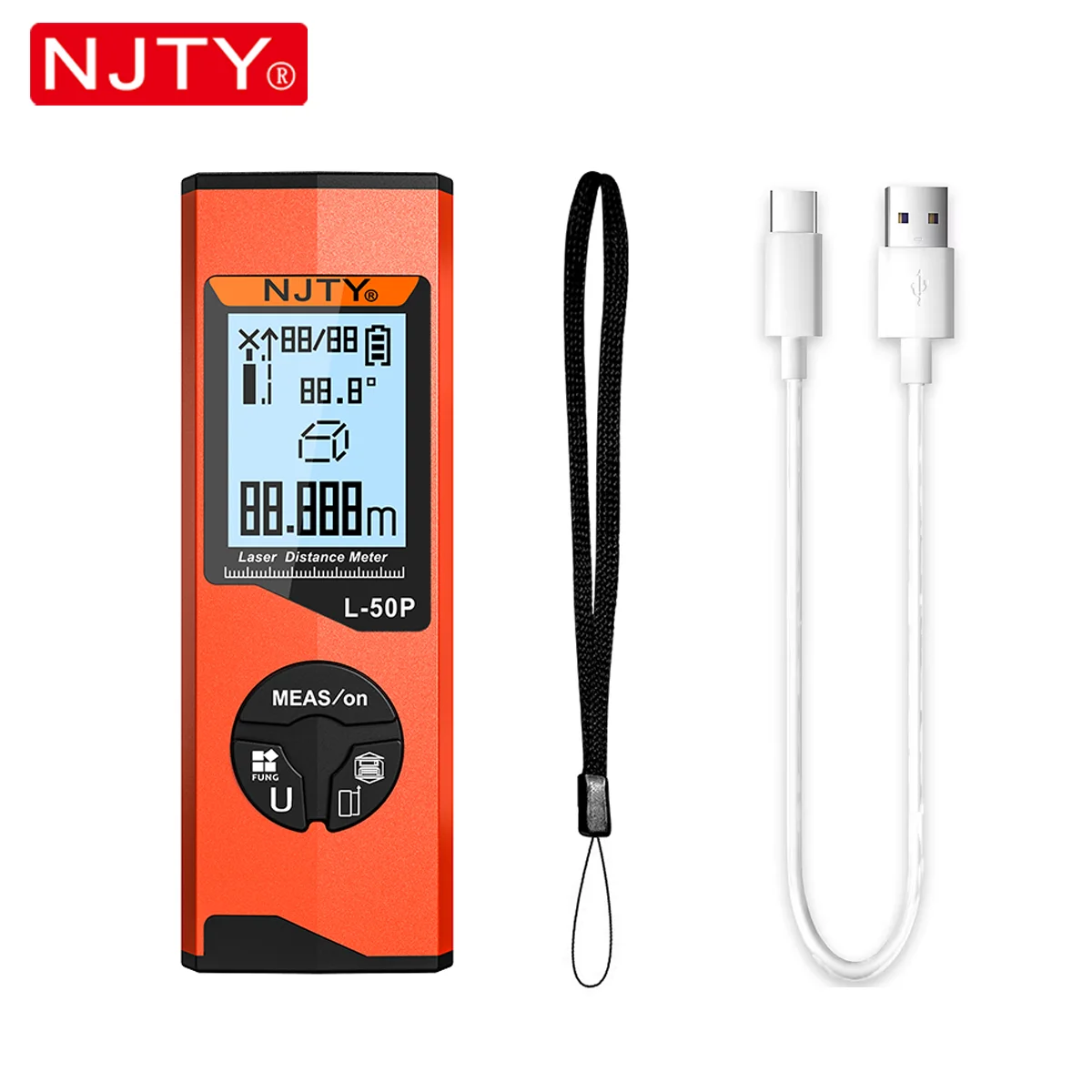 L30 L50P Mini Laser Distance Meter USB-C Rechargeable 30m 50m Digital Rangefinder Area Volume Pythagorean Measuring Tool for DIY