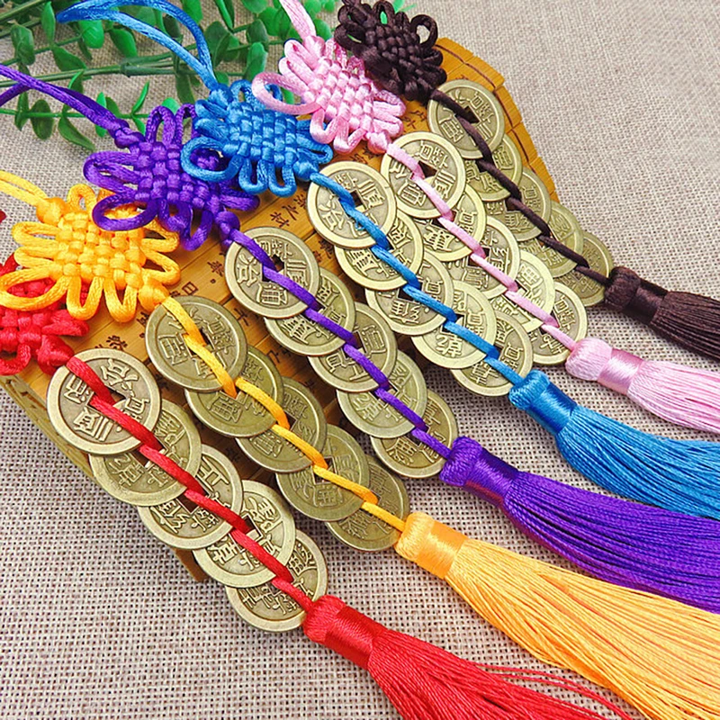 Feng Shui Chinese Knot Tassel China Mascot Lucky Charm Ancient Coins Prosperity Protect Good Fortune Ornaments Car Accessories