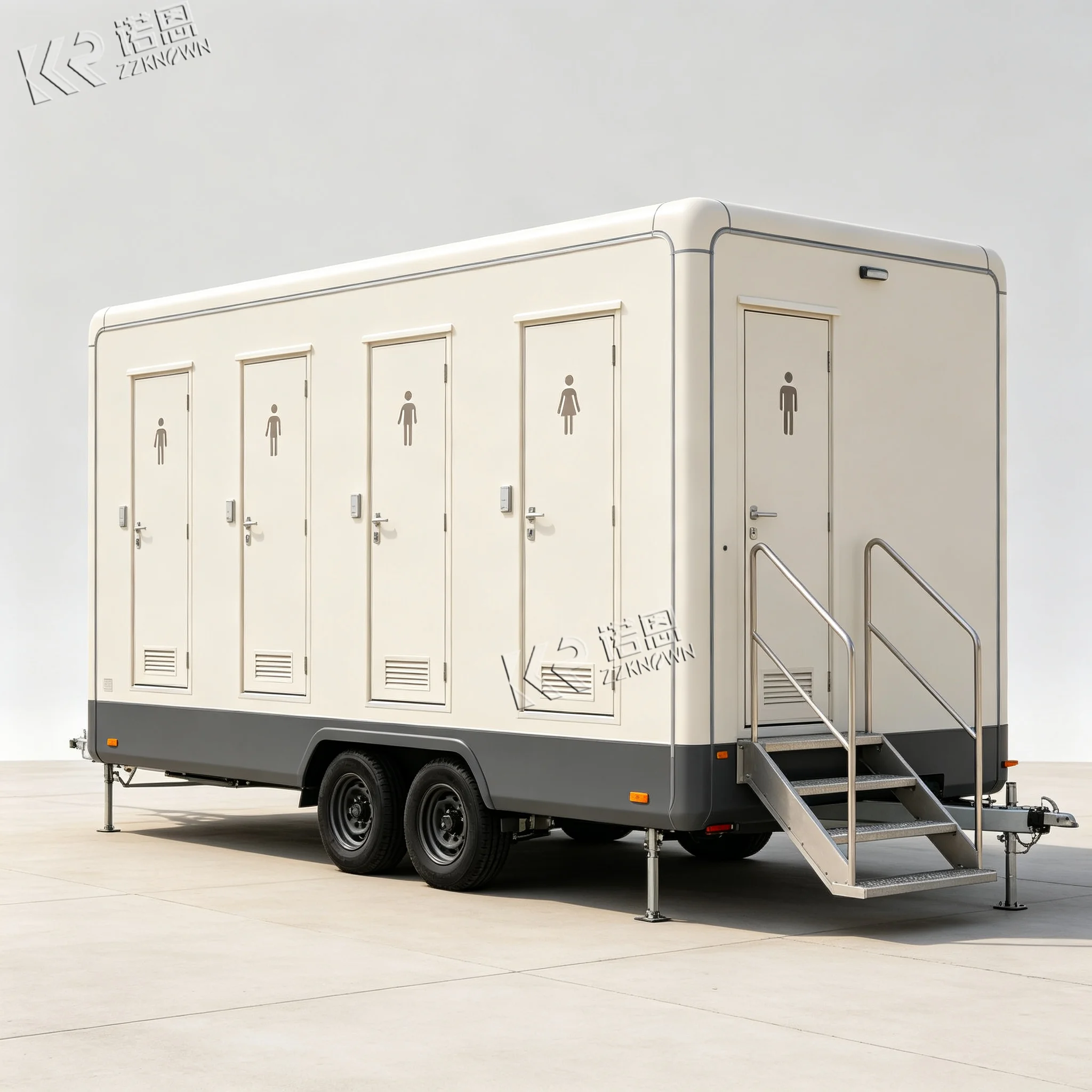 Portable Toilet Trailer Two Cabin Portable Restroom Trailer Mobile Toilet Trailer for Construction Site Event Rental
