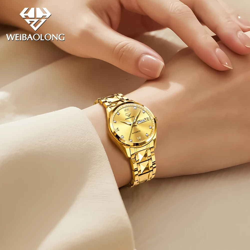 WEIBAOLONG 3803 Swiss Movement Women's Watch Automatic Mechanical Watch for Ladies 8 Diamonds Luxury Watches