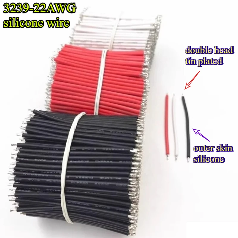 

3239-22AWG resistant high temperature silicone wire double head tin plated battery power conductive welding harness 3/4/5/6~20cm