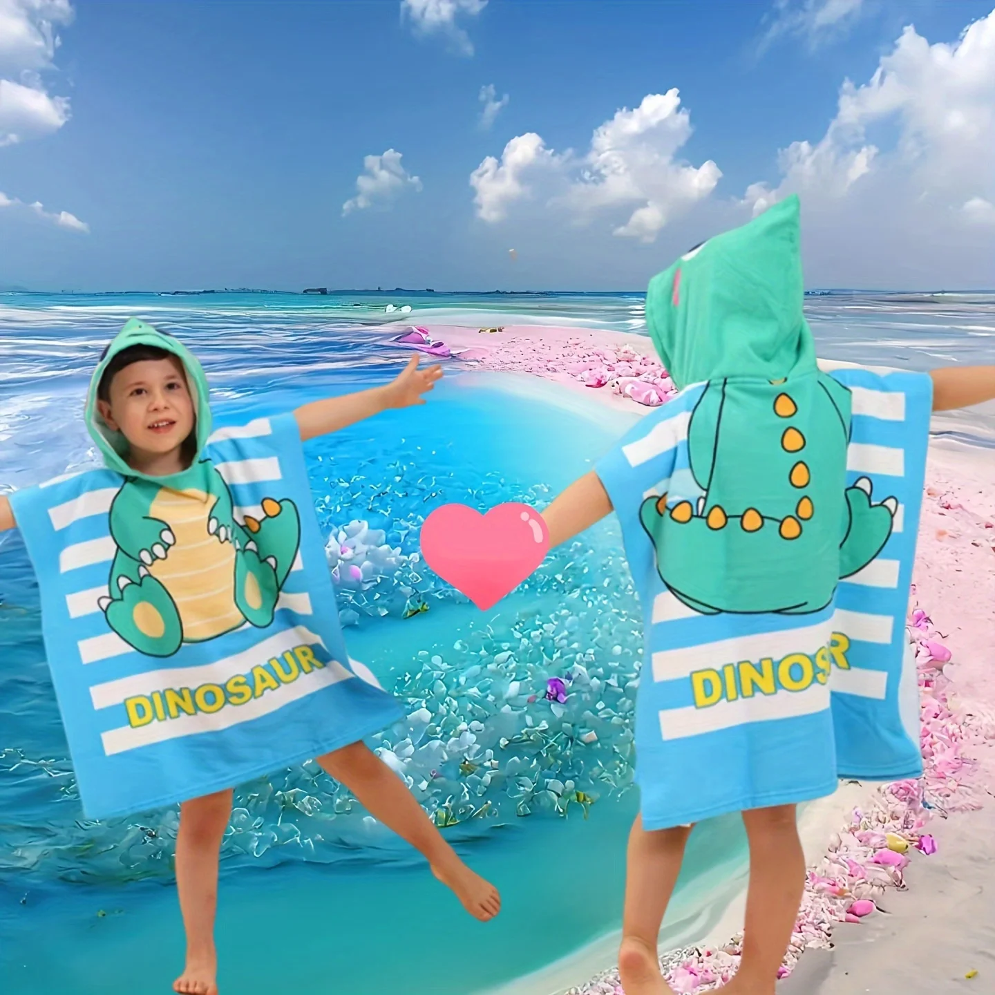 1PC Kids Hooded Towel Cover - Absorbent Quick-Drying, Machine Washable Essential for Kids Swimming