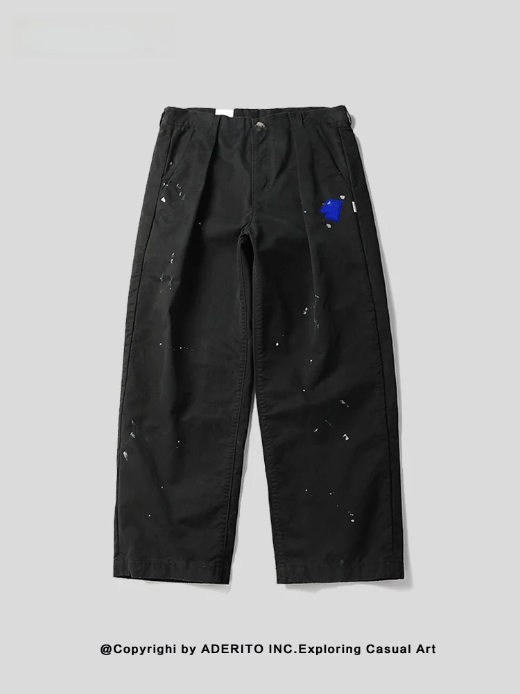 

Мужские свободные брюки в японском ретро-стиле с эффектом окрашивания, прямые, повседневные, уличные, с высокой талией, из хлопка, рабочие