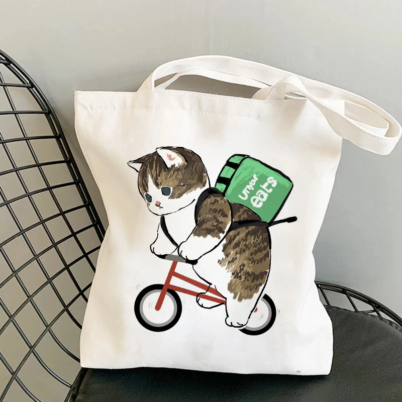 Fashion Shopper Bag Kawaii Cats Cute Animal Bags Shopping Bag Canvas Bags Tote Bag Handbags Casual Girl Shoulder Bags for Girls