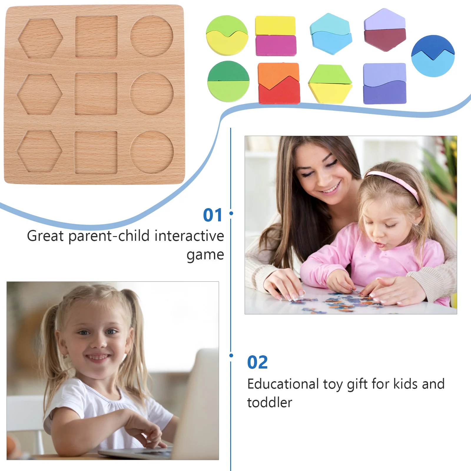 Planche de Puzzle en bois de forme géométrique, 1 ensemble, jeu d'apprentissage précoce pour enfants, reconnaissance de la forme des couleurs, Coordination des yeux et des mains