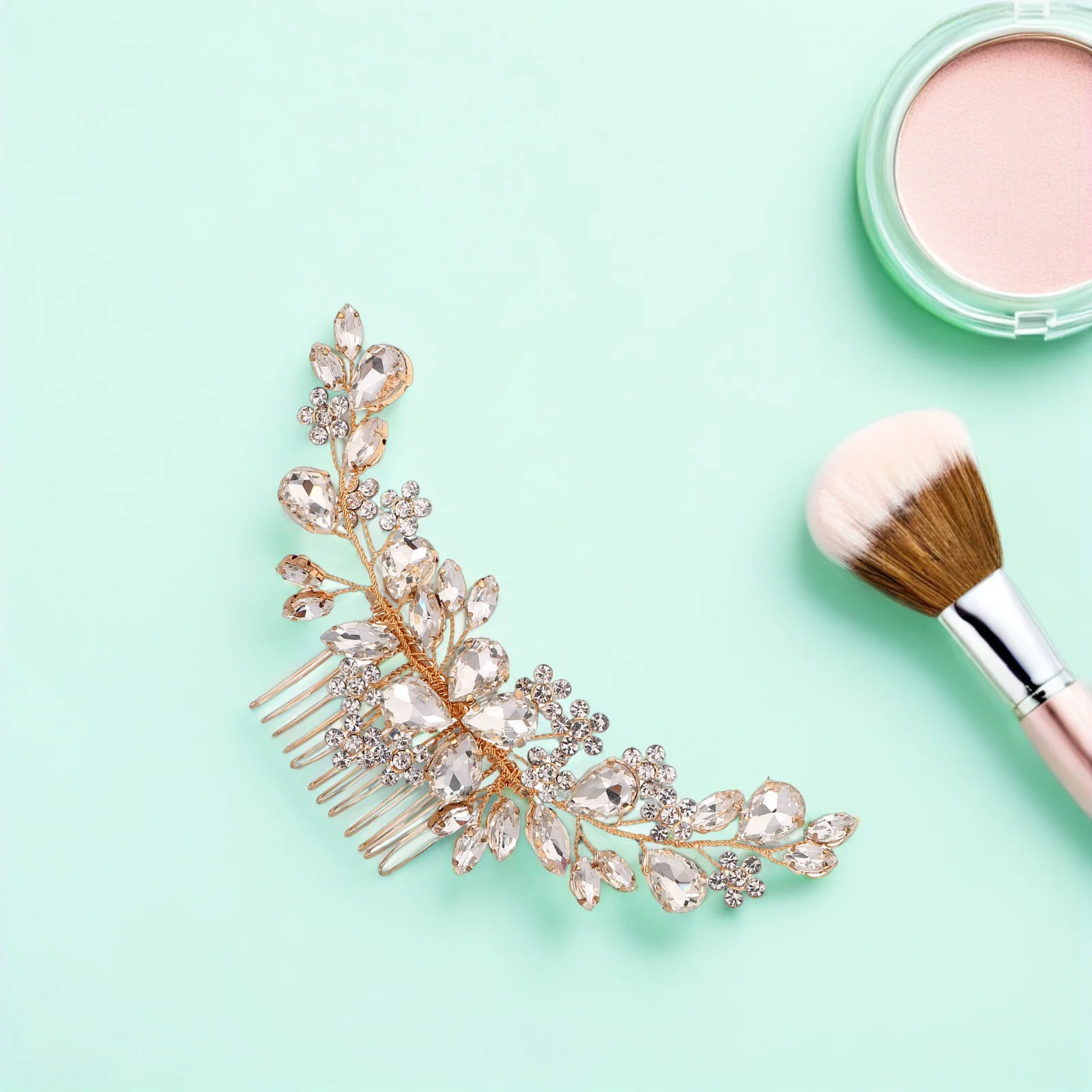 

Crystal Hair Comb Alloy Side Combs Headgear Bride Accessories Flower Metal Clips Rhinestone Claw Elegant Women Miss