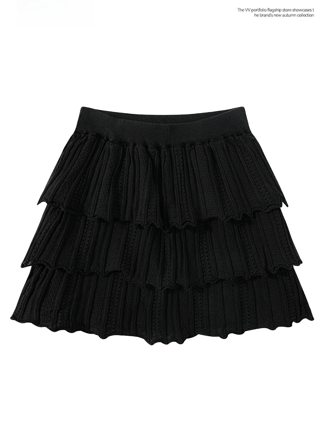 High Waist Knitted Short Skirt with Wood Ear Design for Women Summer  Cake Skirt A-Line Style Casual Daily Wear