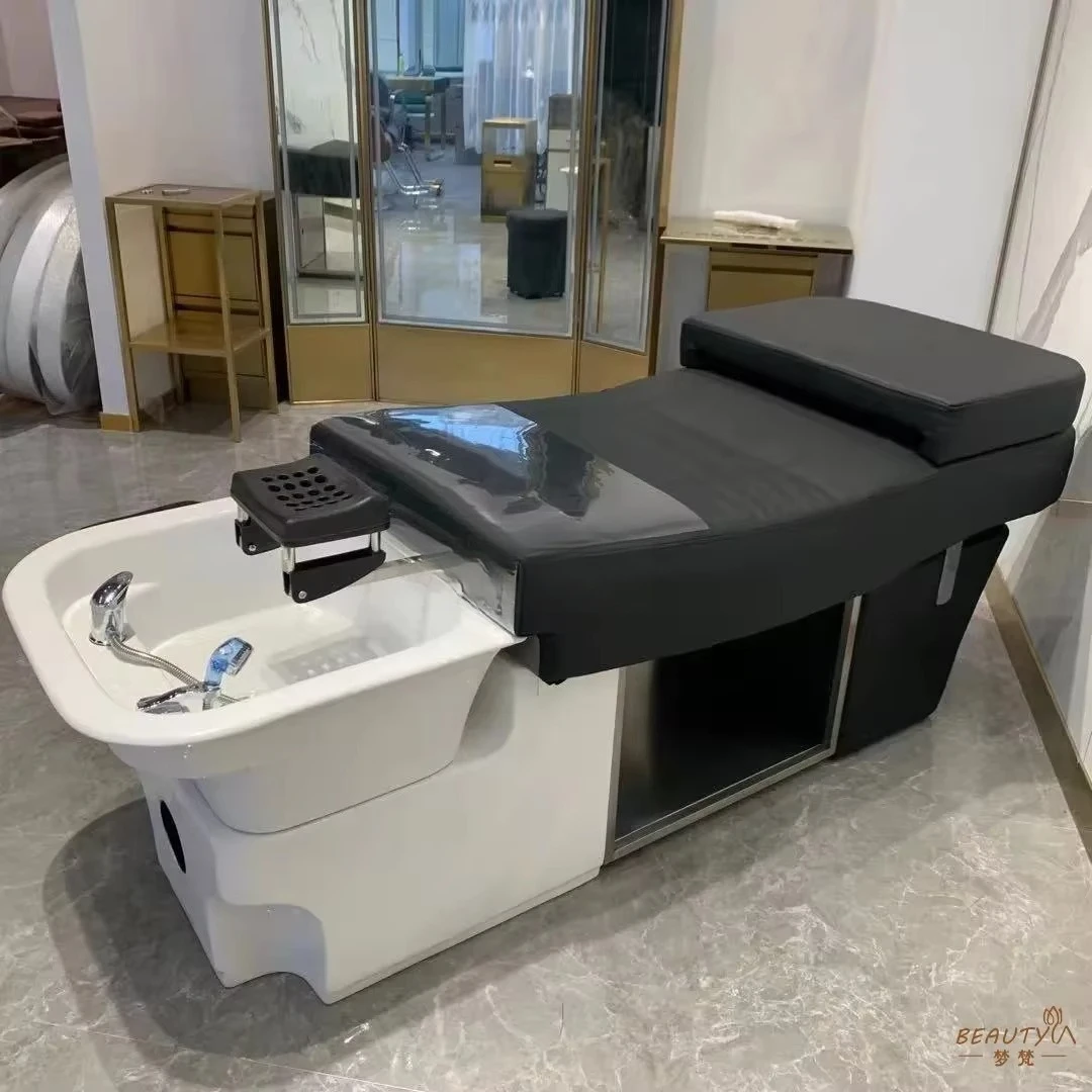 yjq Hair Salon Ceramic Basin for Hair Washing Station Barber Shop for Hair Salon Lying Flat Massage Shampoo Bed Lying Completely