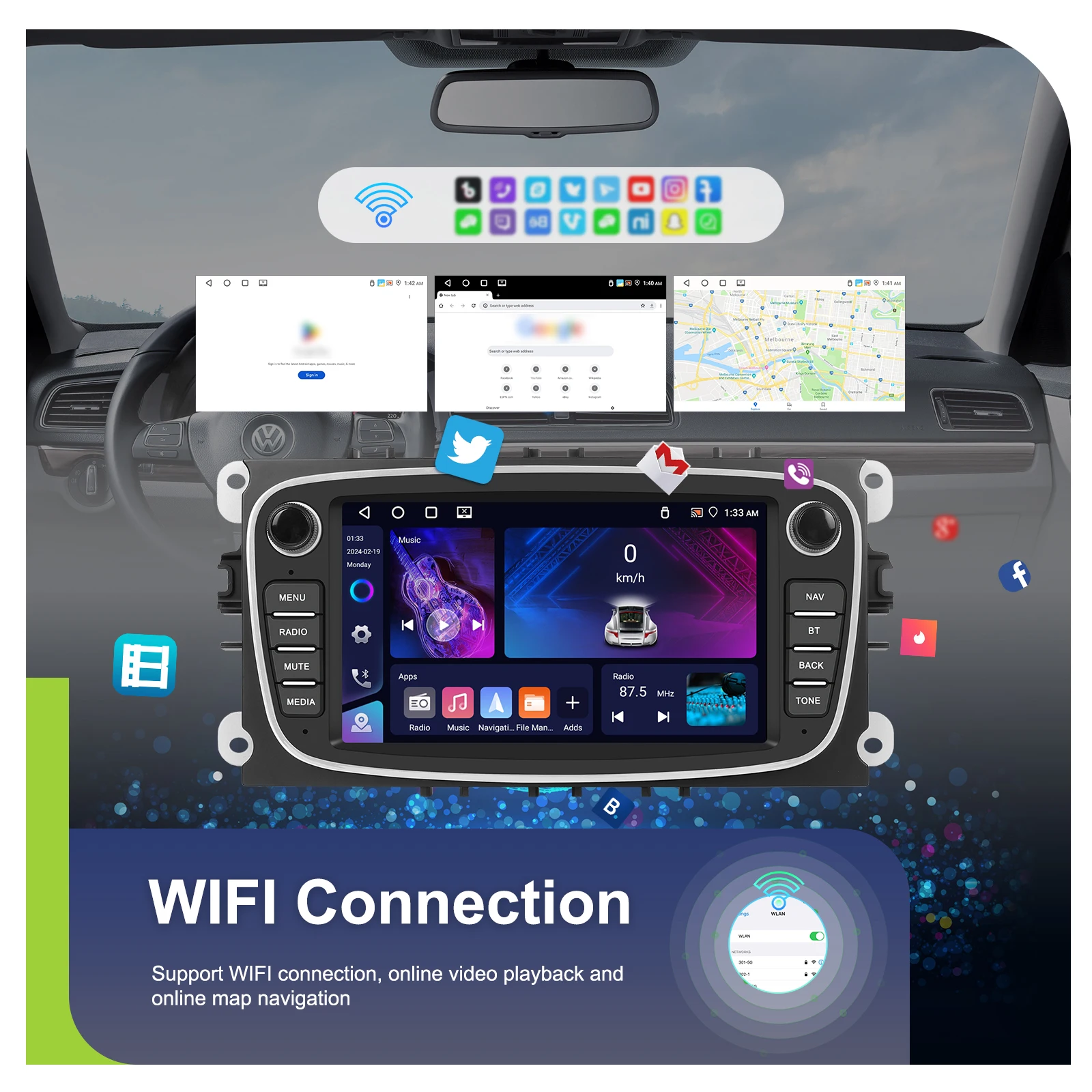 مشغل وسائط متعددة للسيارة للتركيز 2 ، راديو أندرويد ، نظام تحديد المواقع ، نظام استريو ذكي ، مشغل سيارة ، S-Max ، Mondeo ، Galaxy ، C-Max ،