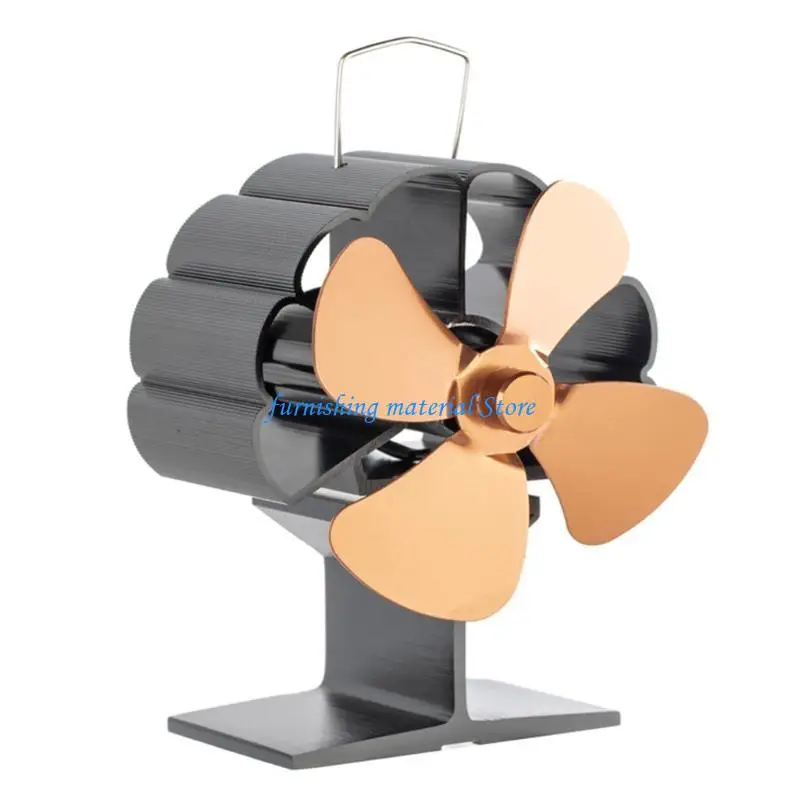 Y5GD Home 4 شفرات مدفأة موقد مروحة سجل الخشب للموقد توفير هادئ كفاءة الوقود #3