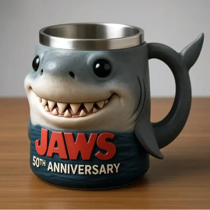 Jaws 50th Anniversary 3D Shark Mug Creative Ocean Theme Cup Home Decor Gift for Movie Fans and Collectors