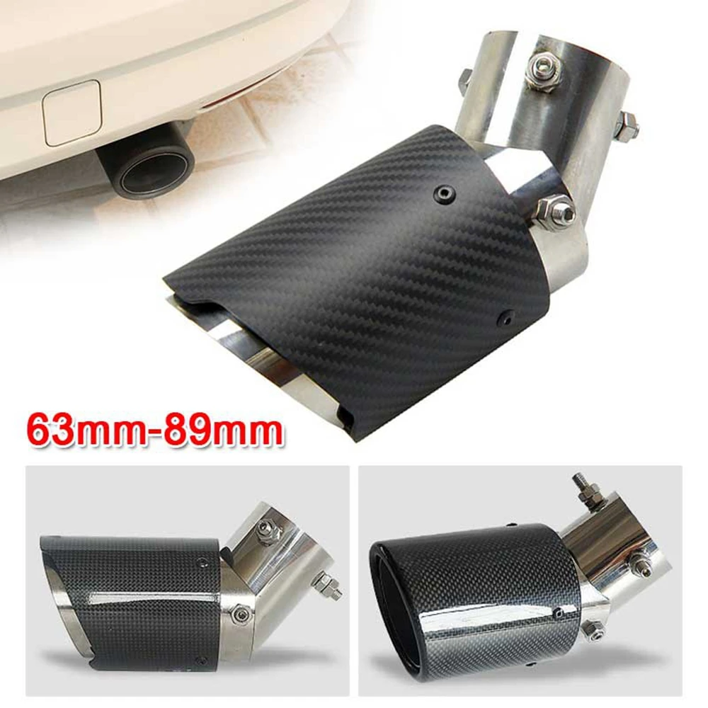 Universal 63-89mm 63-101mm Carbon Fiber Car Exhaust Tailpipe Muffler Tube For Car Tuning Modified Glossy Matte