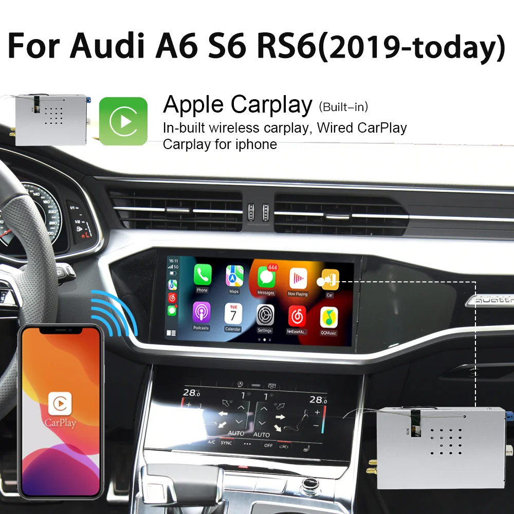 wit-up Air Carplay box  for Audi A6 S6 RS6 C8 2018-today Series  Android box MIB3 System upgrade Apple CarPlay Android Auto