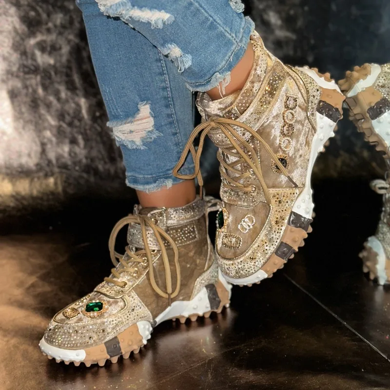 

Роскошная женская спортивная обувь. Дизайнерская замшевая повседневная обувь. Нескользящие высокие женские ботинки. Зимняя обувь Water Diamond. Ботильоны.