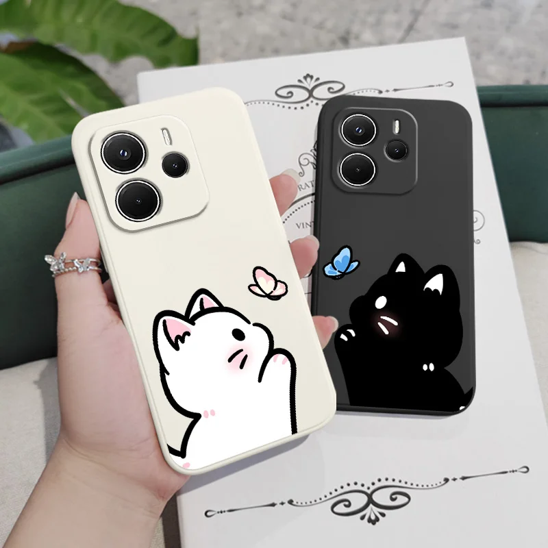 เคสโทรศัพท์ลายแมวหวานฝัน สำหรับ Xiaomi Redmi Note 14 13 12 12S 11 11S 10 10S 15 15C 14C Pro Plus 4G 5G  วัสดุซิลิโคนเหลว