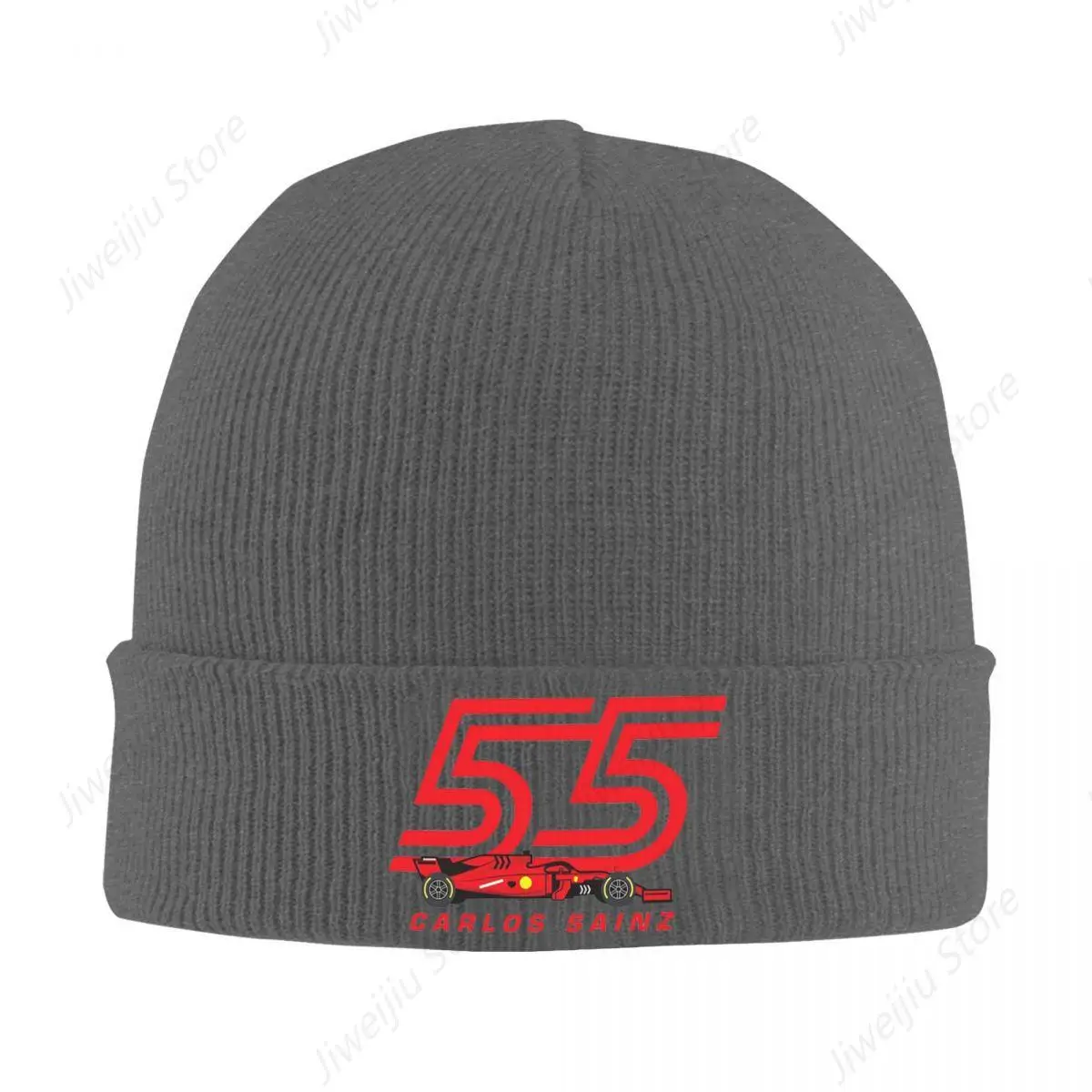 Carlos Sainz Jr F1 Signature Graphic - Dark Warm Knitted Cap Bonnet Hat Autumn Winter Outdoor Beanies Hats for Men Women Adult