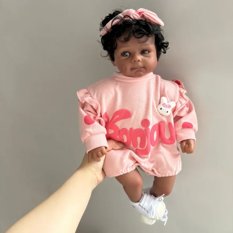 NPK 50 سنتيمتر بيبي دمية تولد من جديد الطفل باللون الأسود فتاة دمية الوليد حجم عالية الجودة تحصيل الفن دمية