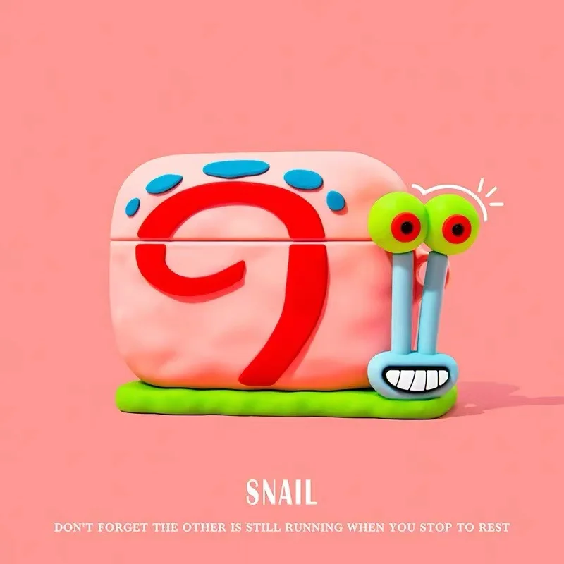 Para Funda Airpods Pro 3, SpongeBob Patrick Star Snail 3D Anime Funda protectora de silicona para auriculares para Airpods Pro 2 Funda para niños