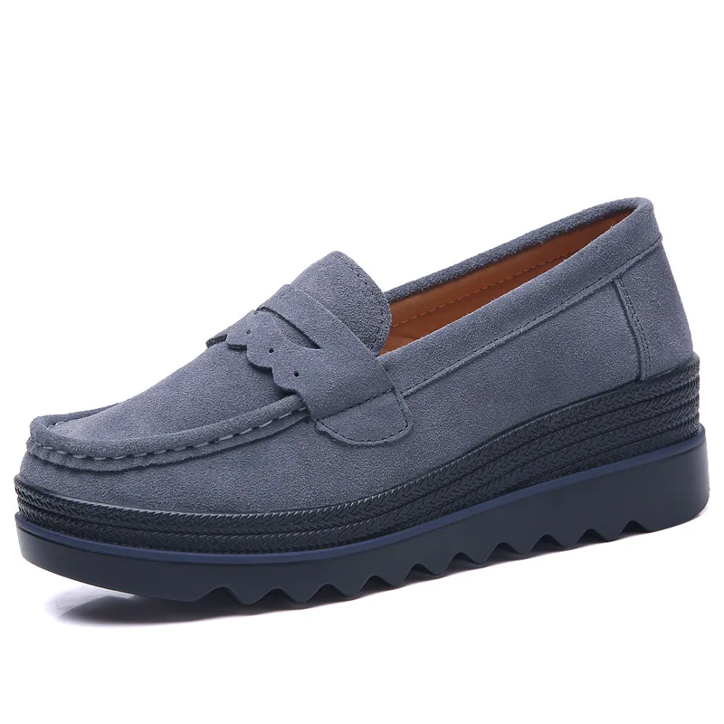 2018 Donne di autunno Appartamenti di Spessore Con La Suola Della Piattaforma del Cuoio Genuino Scarpe Da Tennis Femminili Casual Scarpe Slip-On