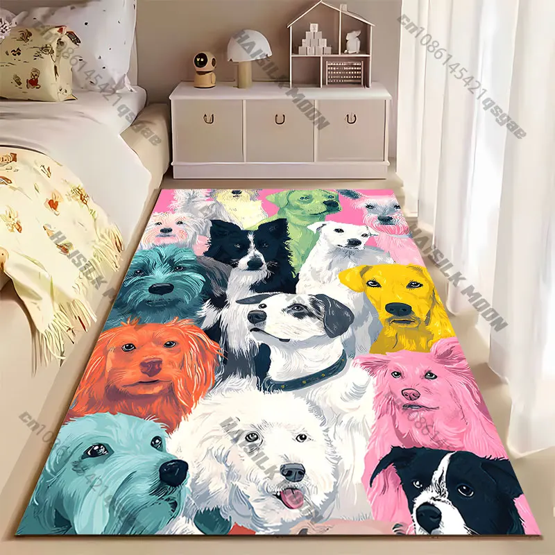 Colorful portraits of diverse dogs carpet Yoga living room room decor children's crawling mat doormat area rug games mat